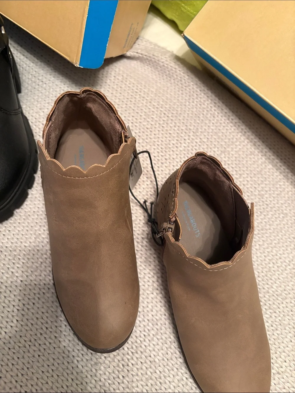 NWT 2 Pair Lot Thereabouts Girls Boots- Black Moto & Brown Booties Size 1 M